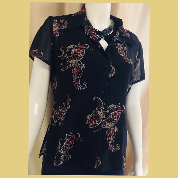 See through floral sheer blouse - Picture 3 of 7